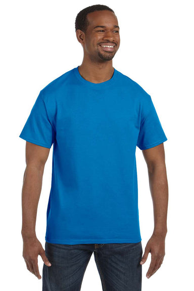 Hanes 5250/5250T Mens ComfortSoft Short Sleeve Crewneck T-Shirt Sapphire Blue Model Front