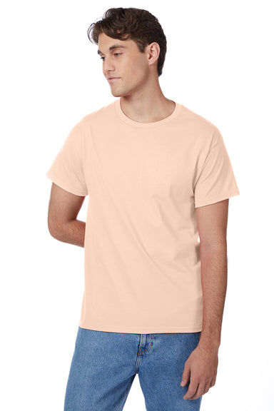 Hanes 5250/5250T Mens ComfortSoft Short Sleeve Crewneck T-Shirt Candy Orange Model Front