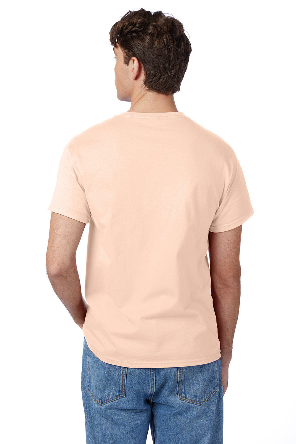 Hanes 5250/5250T Mens ComfortSoft Short Sleeve Crewneck T-Shirt Candy Orange Model Back