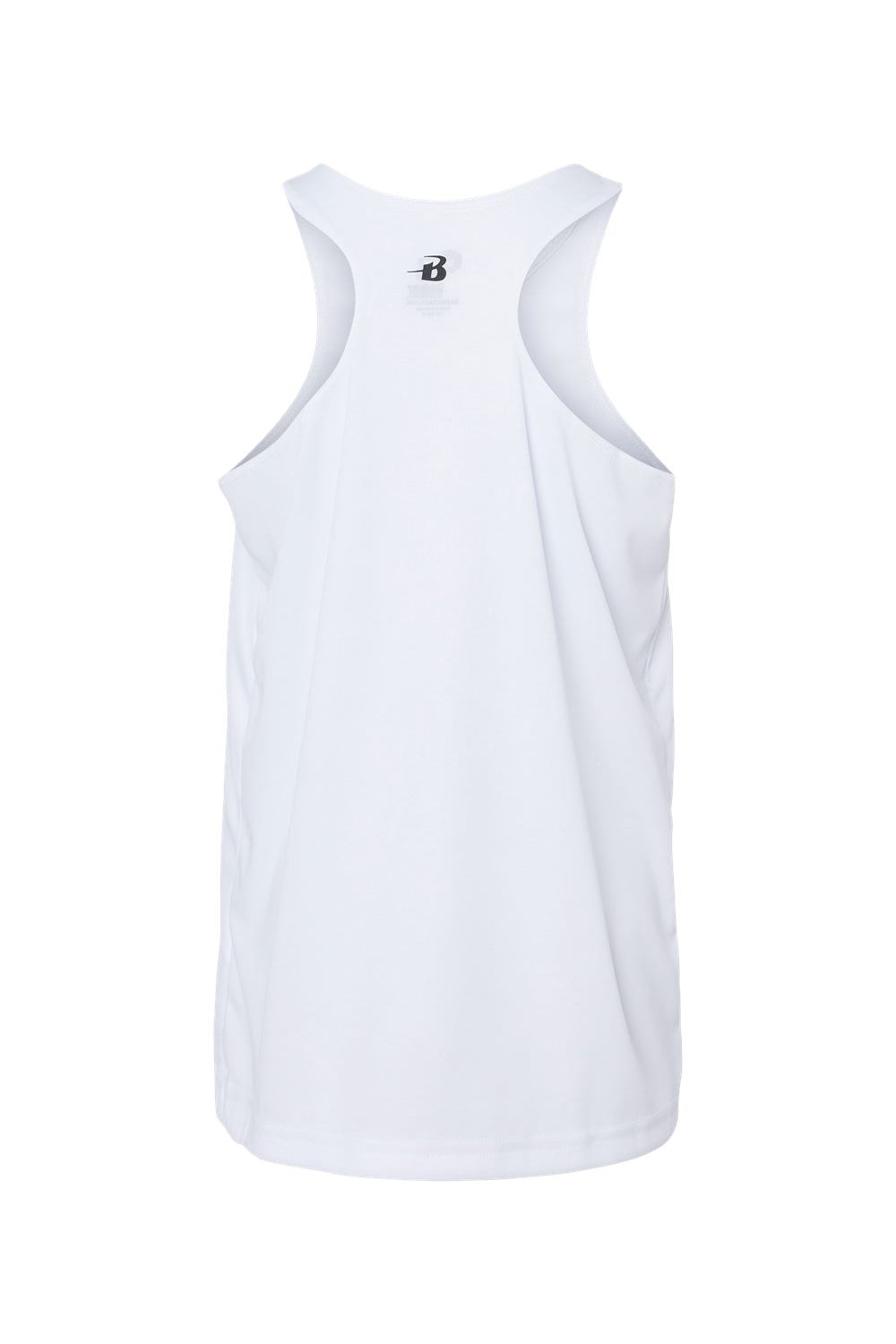 Badger 2166 Youth B-Core Moisture Wicking Racerback Tank Top White Flat Back