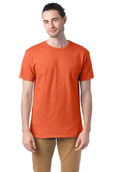 Hanes 5280 Mens ComfortSoft Short Sleeve Crewneck T-Shirt Texas Orange Model Front