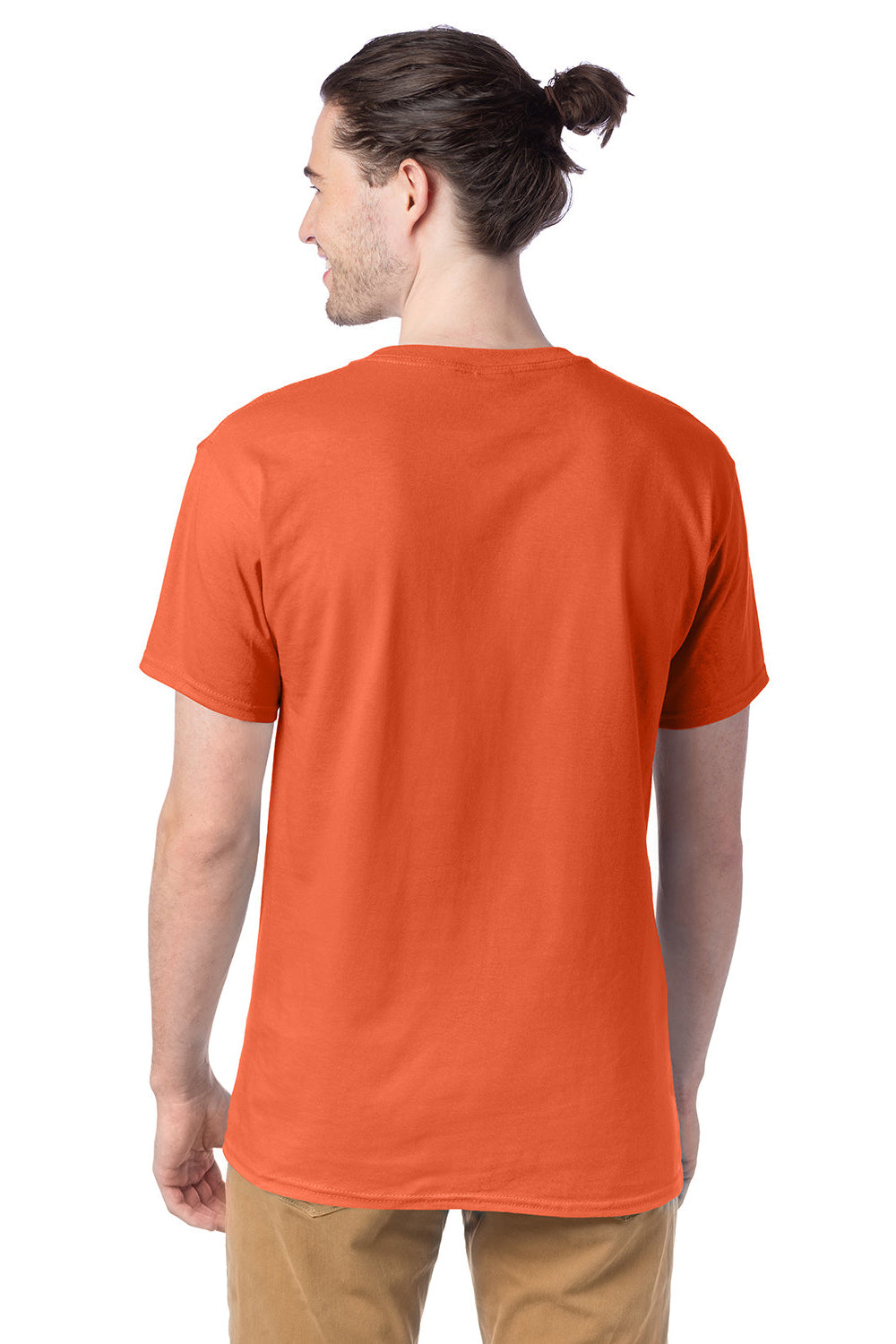 Hanes 5280 Mens ComfortSoft Short Sleeve Crewneck T-Shirt Texas Orange Model Back