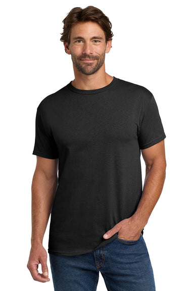 Hanes 5280 Mens ComfortSoft Short Sleeve Crewneck T-Shirt Black Model Front