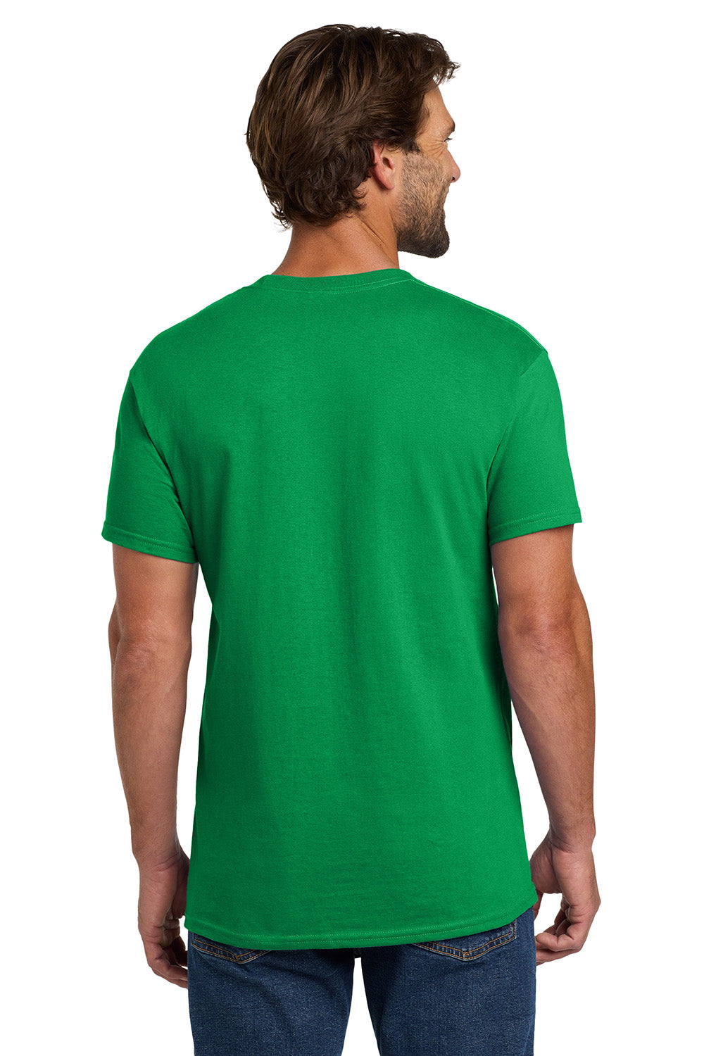 Hanes 5280 Mens ComfortSoft Short Sleeve Crewneck T-Shirt Kelly Green Model Back