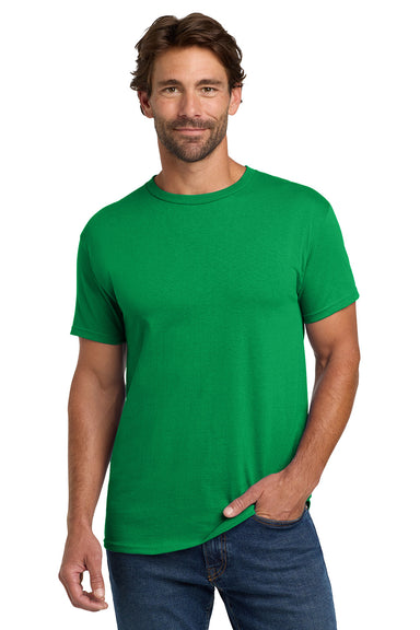 Hanes 5280 Mens ComfortSoft Short Sleeve Crewneck T-Shirt Kelly Green Model Front