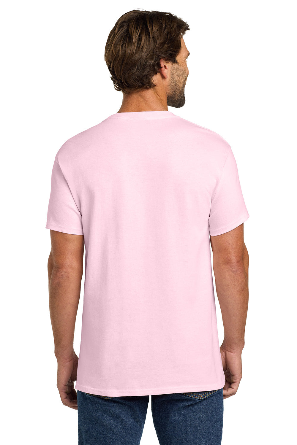 Hanes 5280 Mens ComfortSoft Short Sleeve Crewneck T-Shirt Pale Pink Model Back