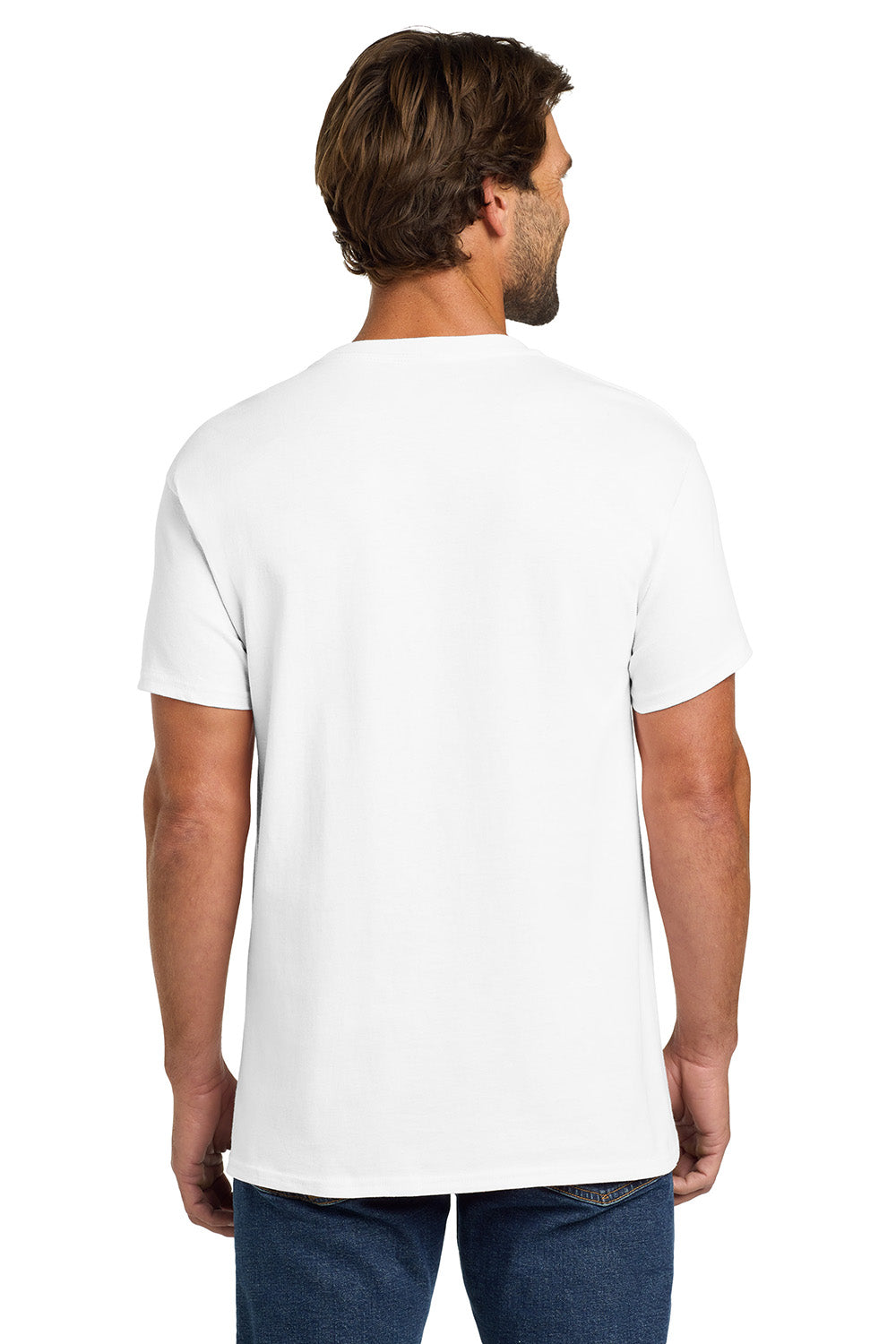 Hanes 5280 Mens ComfortSoft Short Sleeve Crewneck T-Shirt White Model Back