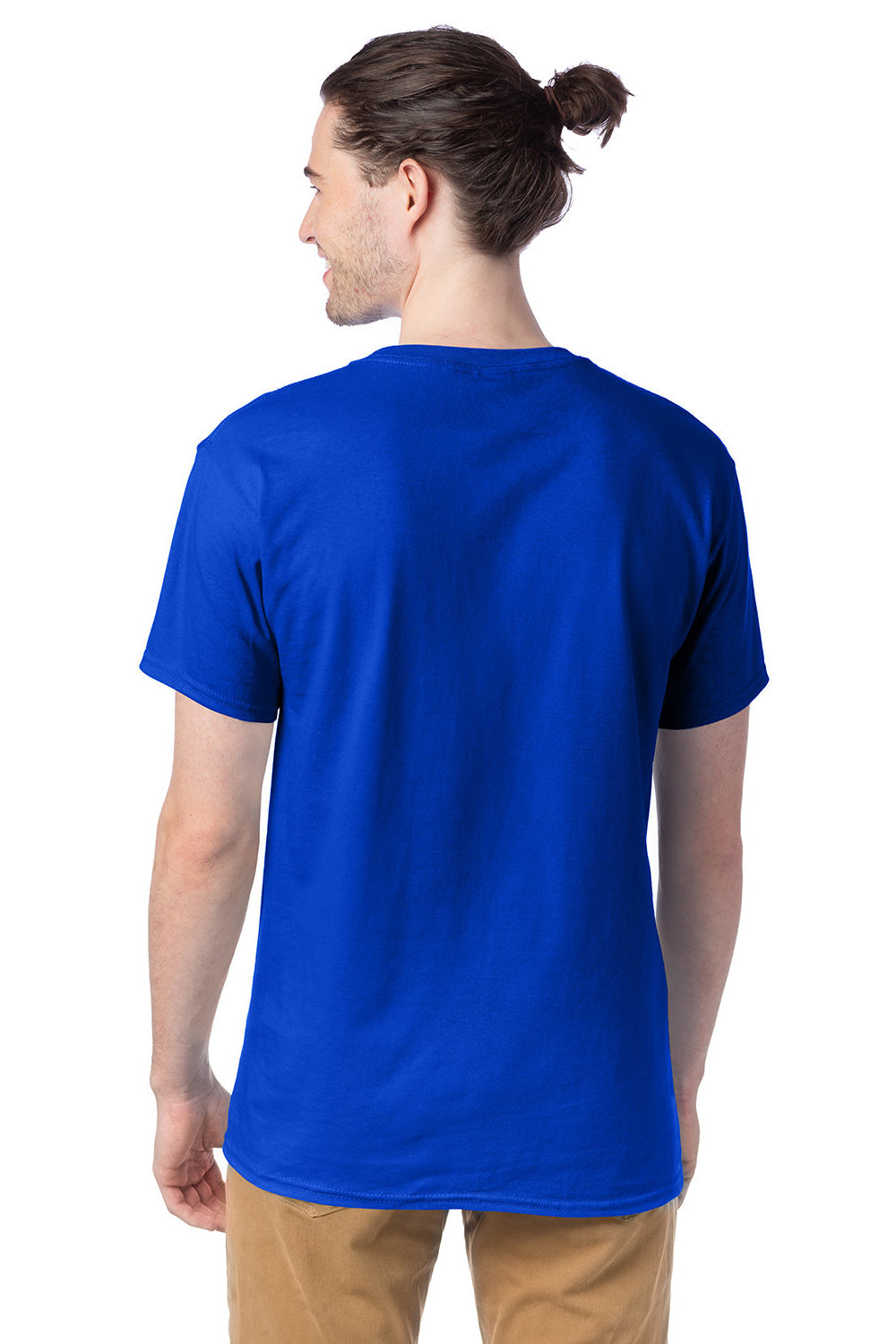 Hanes 5280 Mens ComfortSoft Short Sleeve Crewneck T-Shirt Athletic Royal Blue Model Back