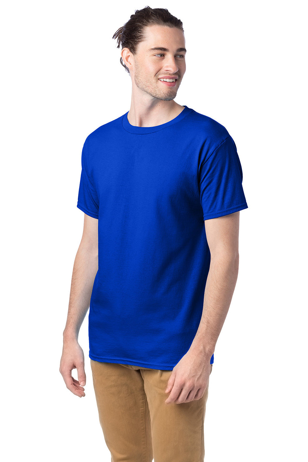 Hanes 5280 Mens ComfortSoft Short Sleeve Crewneck T-Shirt Athletic Royal Blue Model 3Q