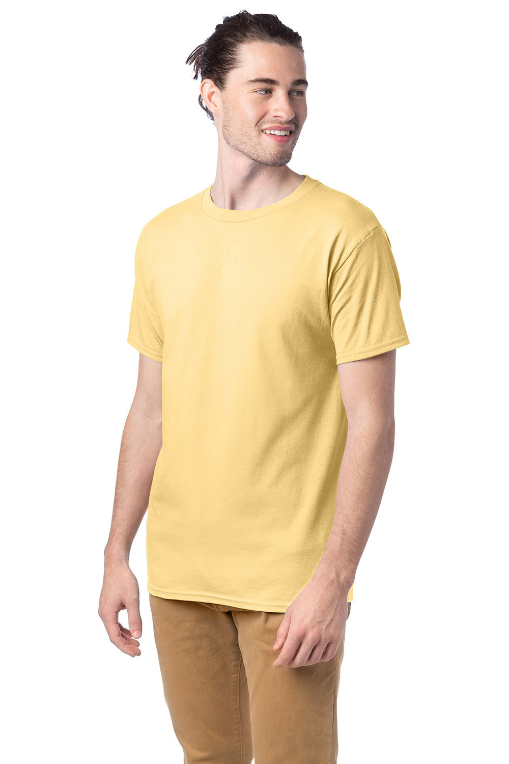 Hanes 5280 Mens ComfortSoft Short Sleeve Crewneck T-Shirt Athletic Gold Model 3Q