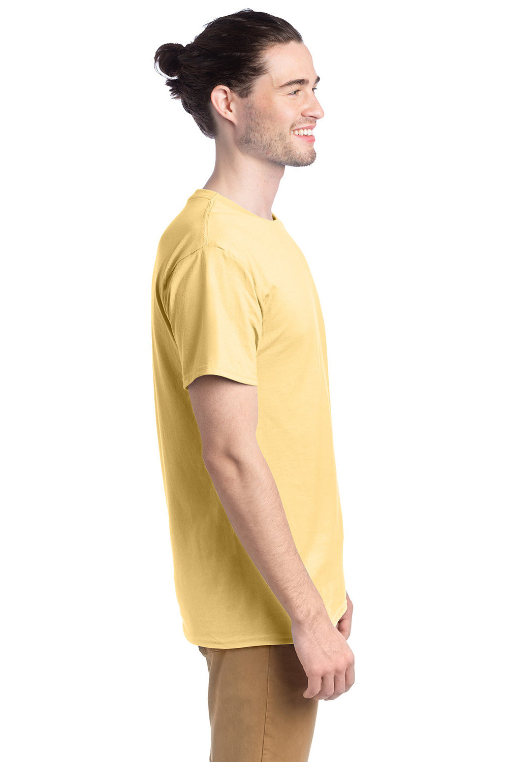 Hanes 5280 Mens ComfortSoft Short Sleeve Crewneck T-Shirt Athletic Gold Model Side