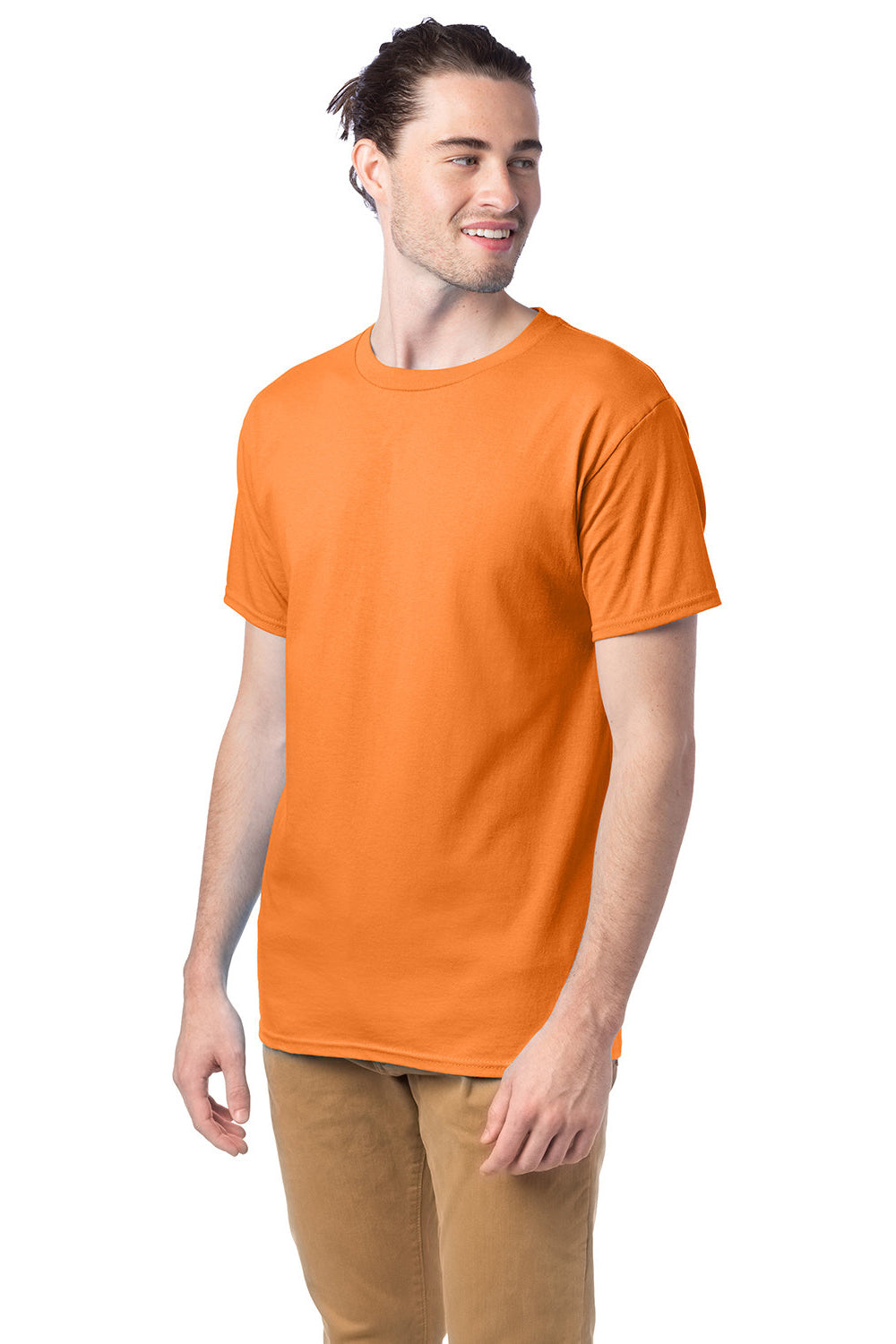 Hanes 5280 Mens ComfortSoft Short Sleeve Crewneck T-Shirt Tennessee Orange Model 3Q