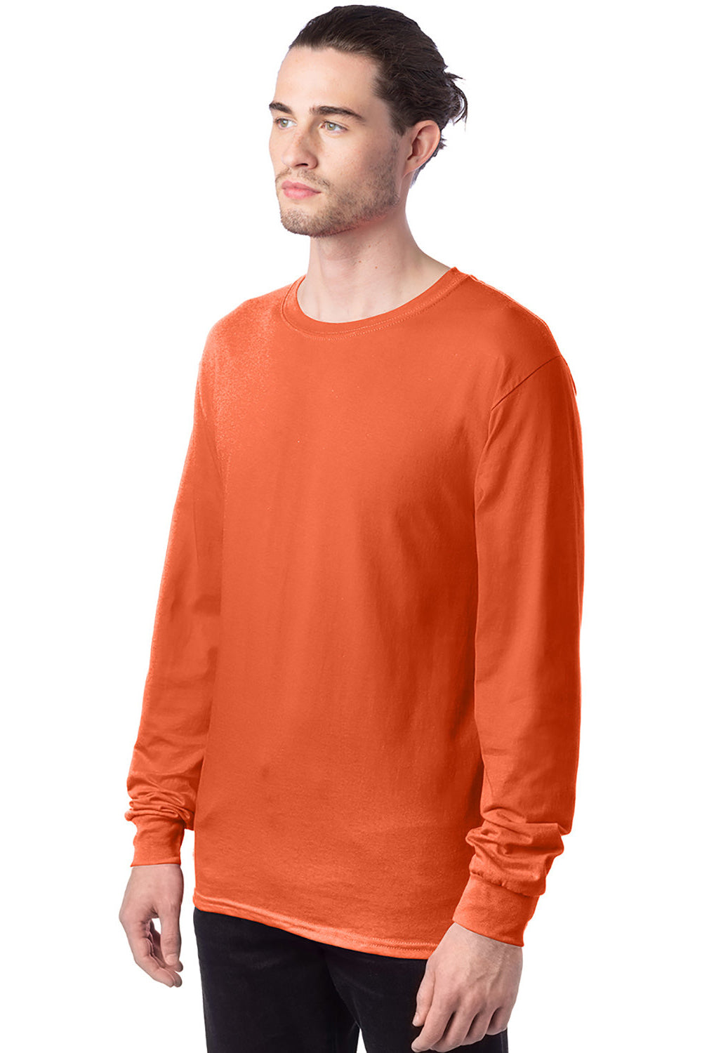 Hanes 5286 Mens ComfortSoft Long Sleeve Crewneck T-Shirt Texas Orange Model 3Q