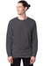 Hanes 5286 Mens ComfortSoft Long Sleeve Crewneck T-Shirt Smoke Grey Model Front