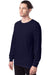 Hanes 5286 Mens ComfortSoft Long Sleeve Crewneck T-Shirt Athletic Navy Blue Model 3Q