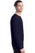 Hanes 5286 Mens ComfortSoft Long Sleeve Crewneck T-Shirt Athletic Navy Blue Model Side