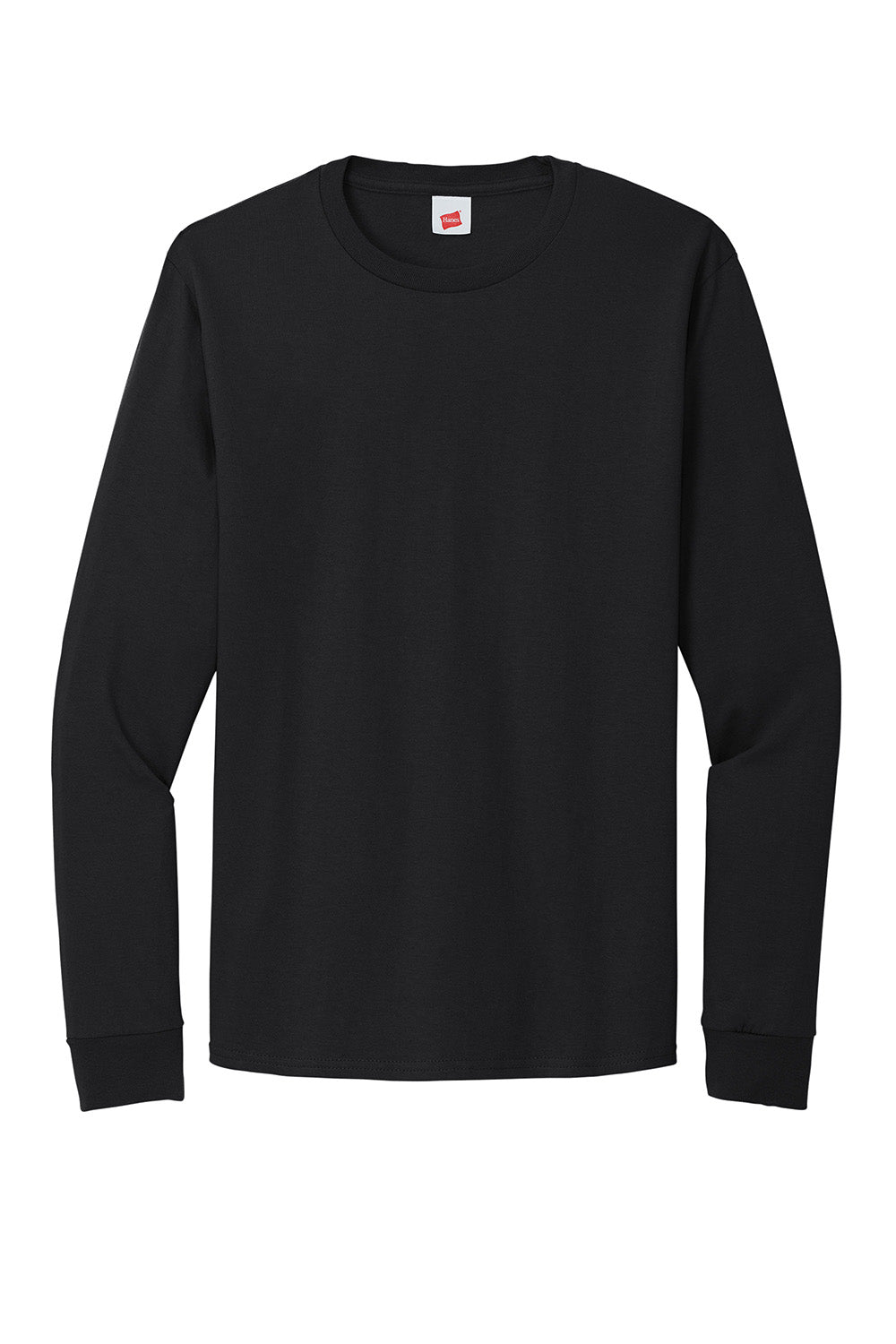 Hanes 5286 Mens ComfortSoft Long Sleeve Crewneck T-Shirt Black Flat Front