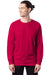 Hanes 5286 Mens ComfortSoft Long Sleeve Crewneck T-Shirt Athletic Crimson Red Model Front