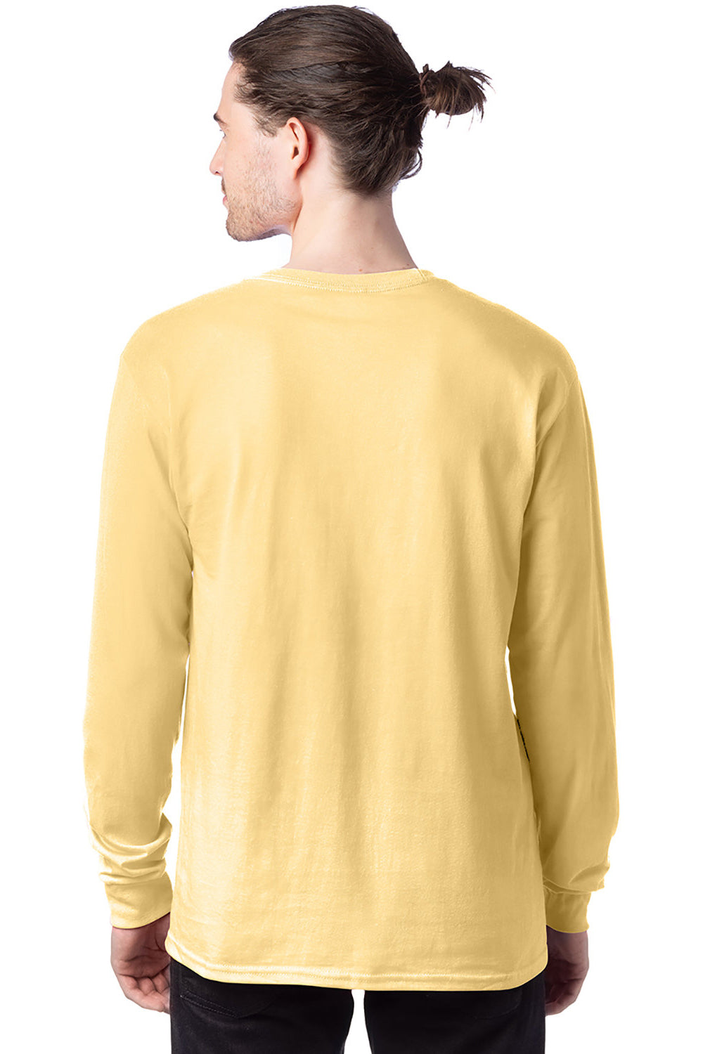 Hanes 5286 Mens ComfortSoft Long Sleeve Crewneck T-Shirt Athletic Gold Model Back