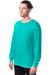 Hanes 5286 Mens ComfortSoft Long Sleeve Crewneck T-Shirt Athletic Teal Green Model 3Q