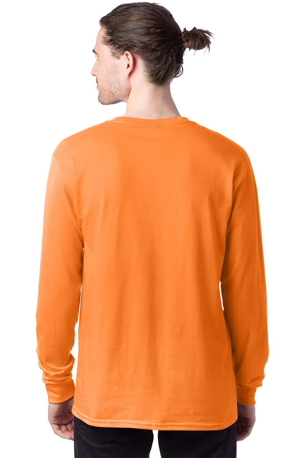 Hanes 5286 Mens ComfortSoft Long Sleeve Crewneck T-Shirt Tennessee Orange Model Back