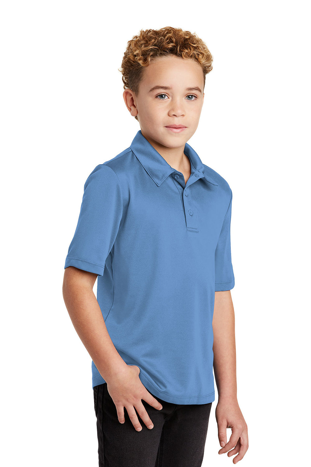 Port Authority Y540 Youth Silk Touch Performance Moisture Wicking Short Sleeve Polo Shirt Carolina Blue Model 3q