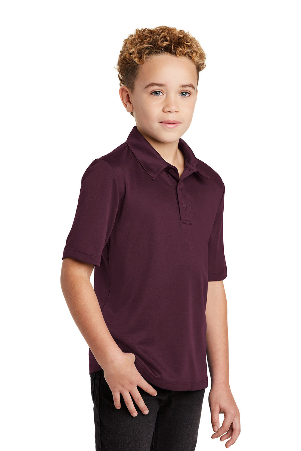 Port Authority Y540 Youth Silk Touch Performance Moisture Wicking Short Sleeve Polo Shirt Maroon Model 3q