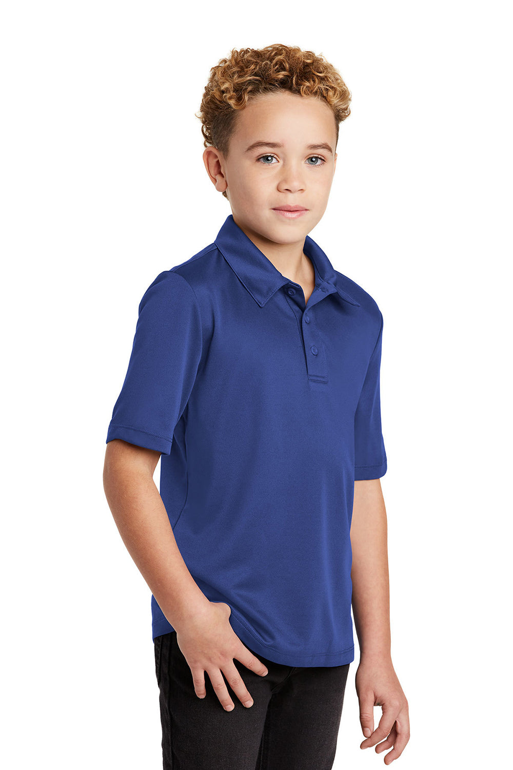 Port Authority Y540 Youth Silk Touch Performance Moisture Wicking Short Sleeve Polo Shirt Royal Blue Model 3q