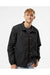 Independent Trading Co. EXP99CNB Mens Water Resistant Snap Down Coaches Jacket Black Model Front