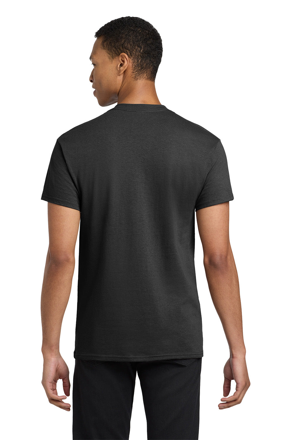 Gildan 5300/G530 Mens Short Sleeve Crewneck T-Shirt w/ Pocket Black Model Back