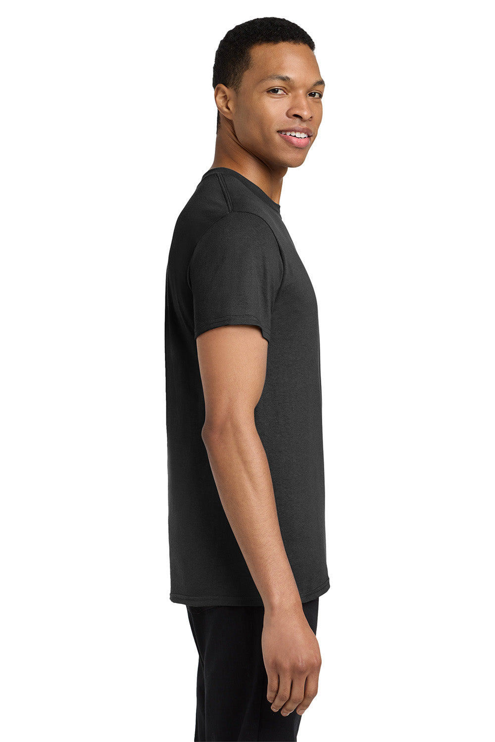 Gildan 5300/G530 Mens Short Sleeve Crewneck T-Shirt w/ Pocket Black Model Side