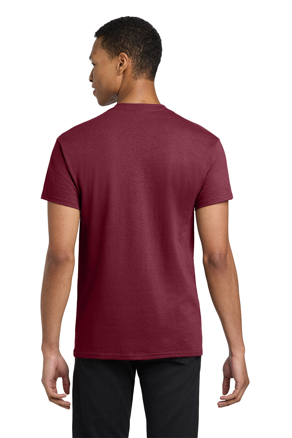 Gildan 5300/G530 Mens Short Sleeve Crewneck T-Shirt w/ Pocket Maroon Model Back