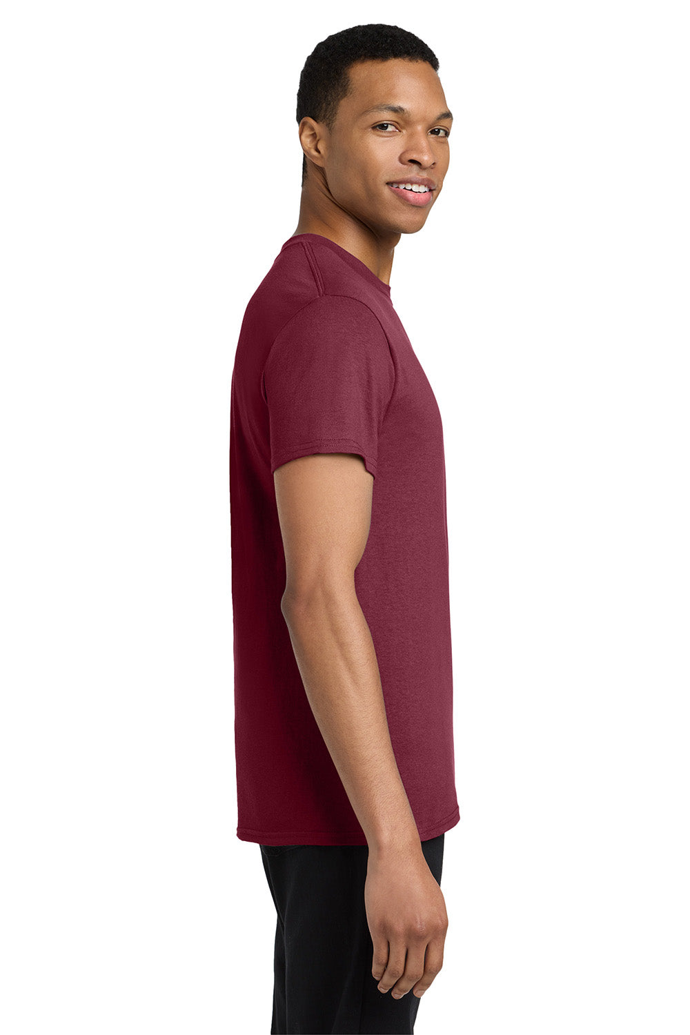 Gildan 5300/G530 Mens Short Sleeve Crewneck T-Shirt w/ Pocket Maroon Model Side