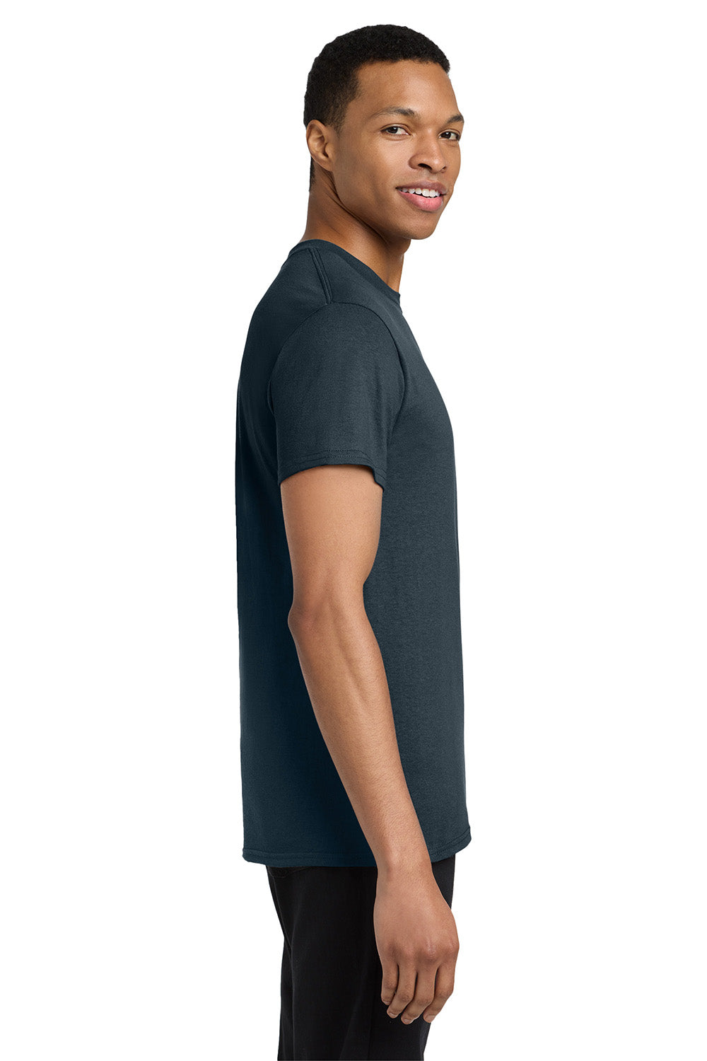 Gildan 5300/G530 Mens Short Sleeve Crewneck T-Shirt w/ Pocket Navy Blue Model Side