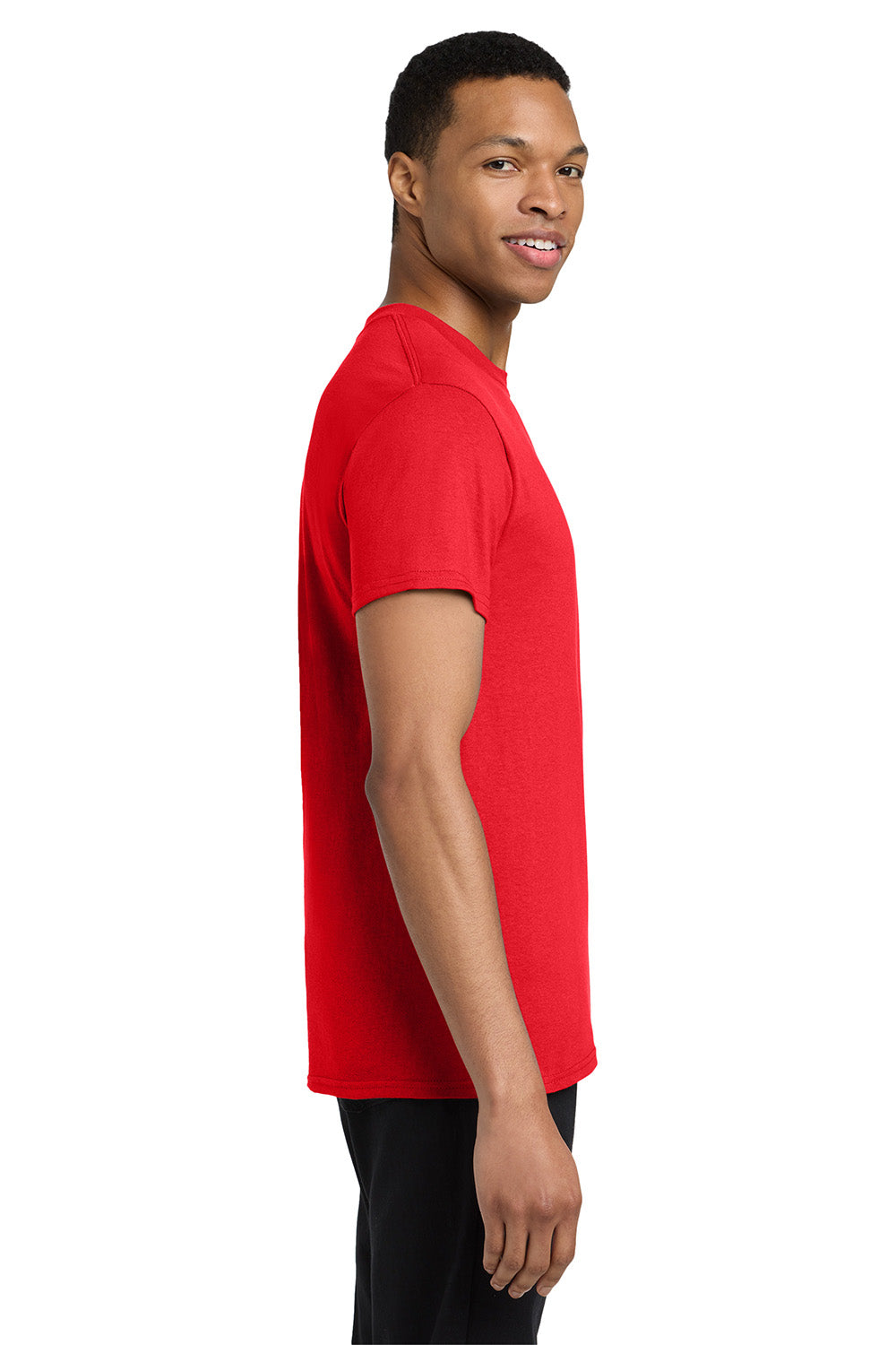 Gildan 5300/G530 Mens Short Sleeve Crewneck T-Shirt w/ Pocket Red Model Side