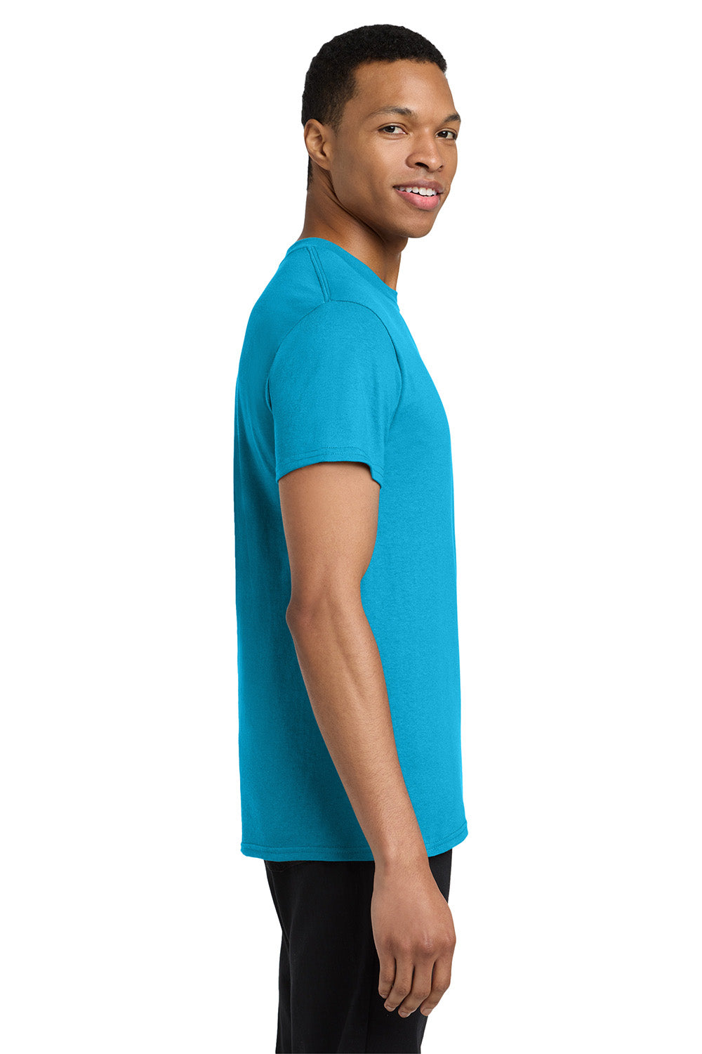 Gildan 5300/G530 Mens Short Sleeve Crewneck T-Shirt w/ Pocket Sapphire Blue Model Side