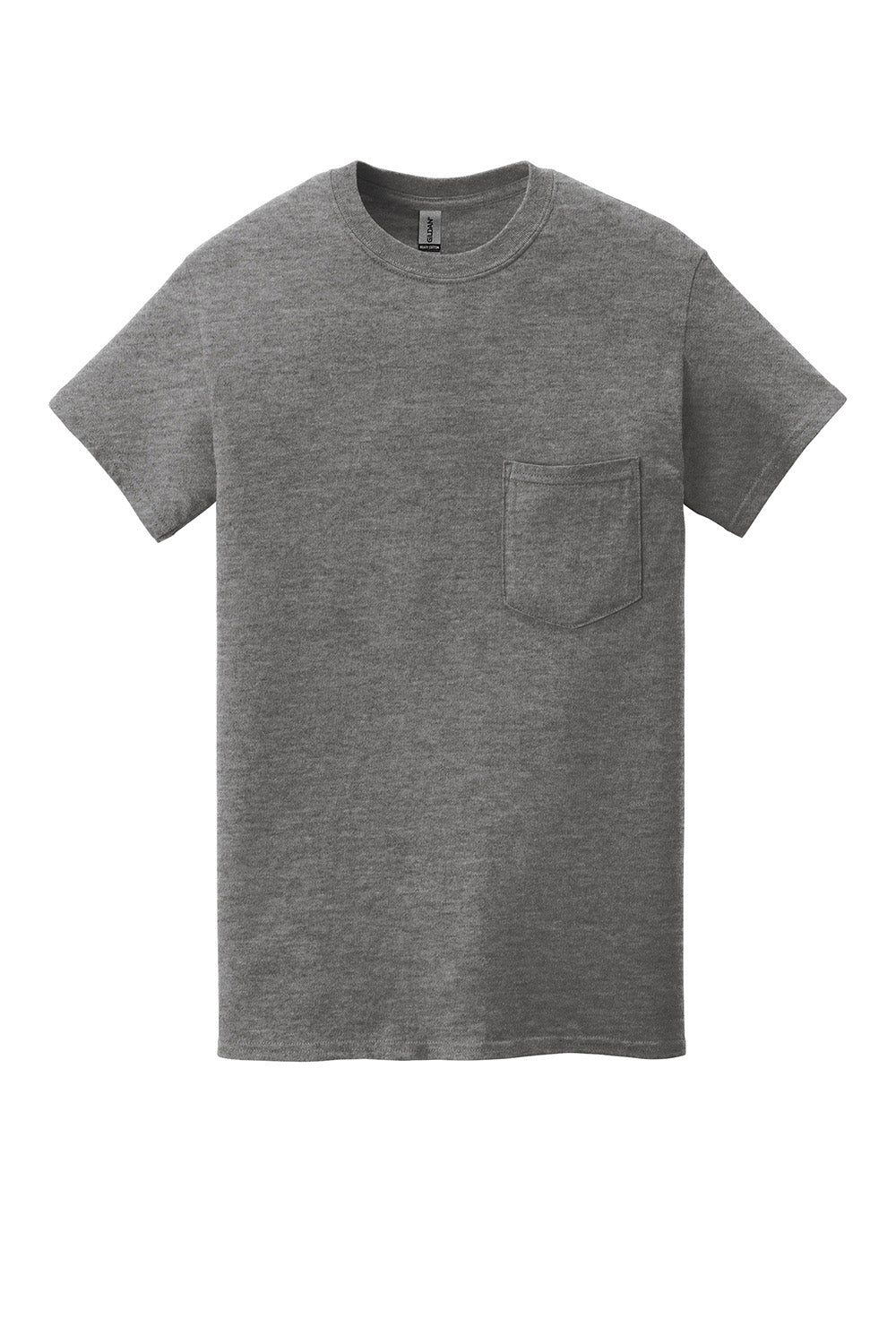 Gildan 5300/G530 Mens Short Sleeve Crewneck T-Shirt w/ Pocket Heather Graphite Grey Flat Front