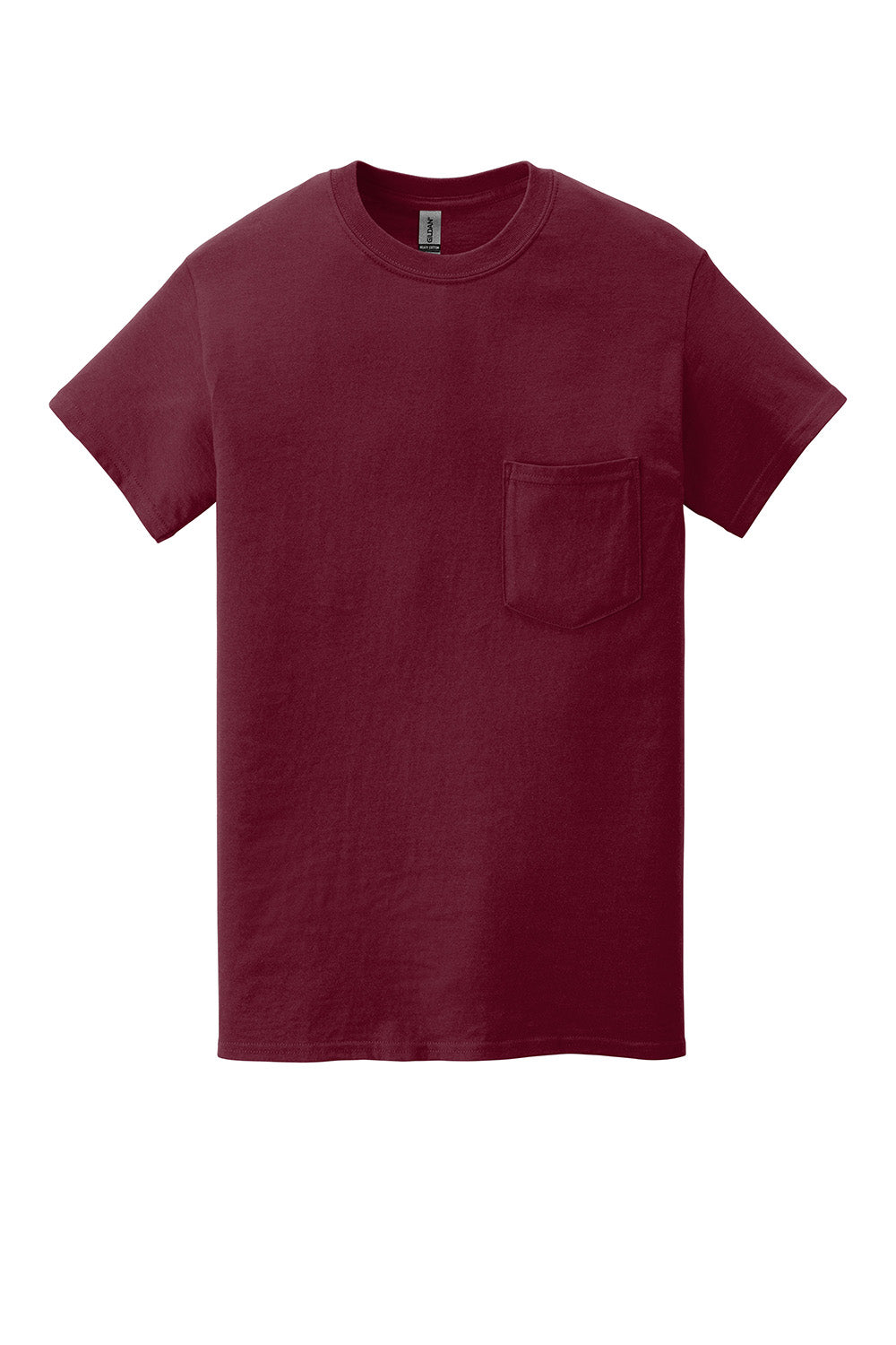 Gildan 5300/G530 Mens Short Sleeve Crewneck T-Shirt w/ Pocket Maroon Flat Front