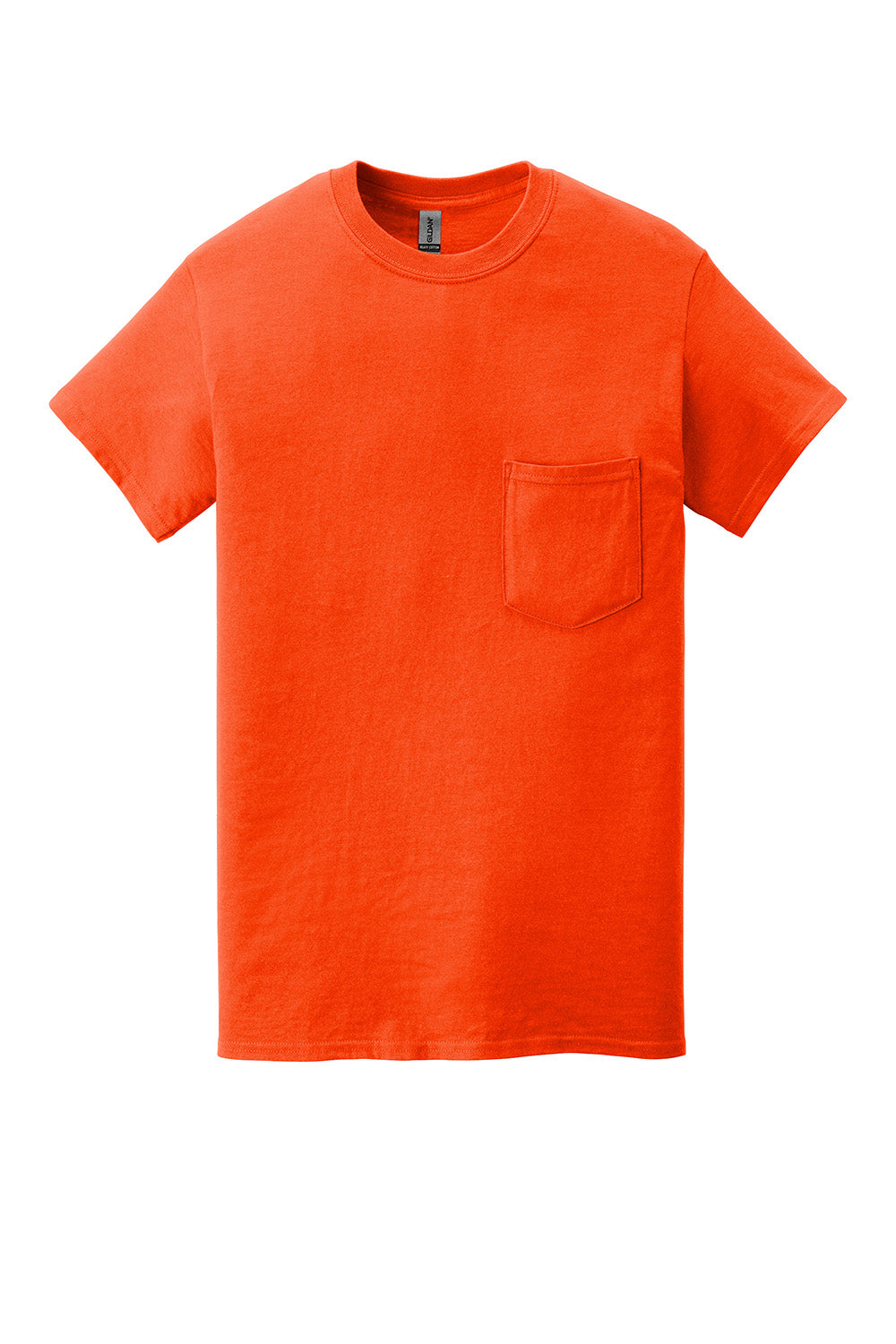 Gildan 5300/G530 Mens Short Sleeve Crewneck T-Shirt w/ Pocket Orange Flat Front