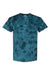 Dyenomite 200CR Mens Crystal Tie Dyed Short Sleeve Crewneck T-Shirt Navy Blue Flat Front