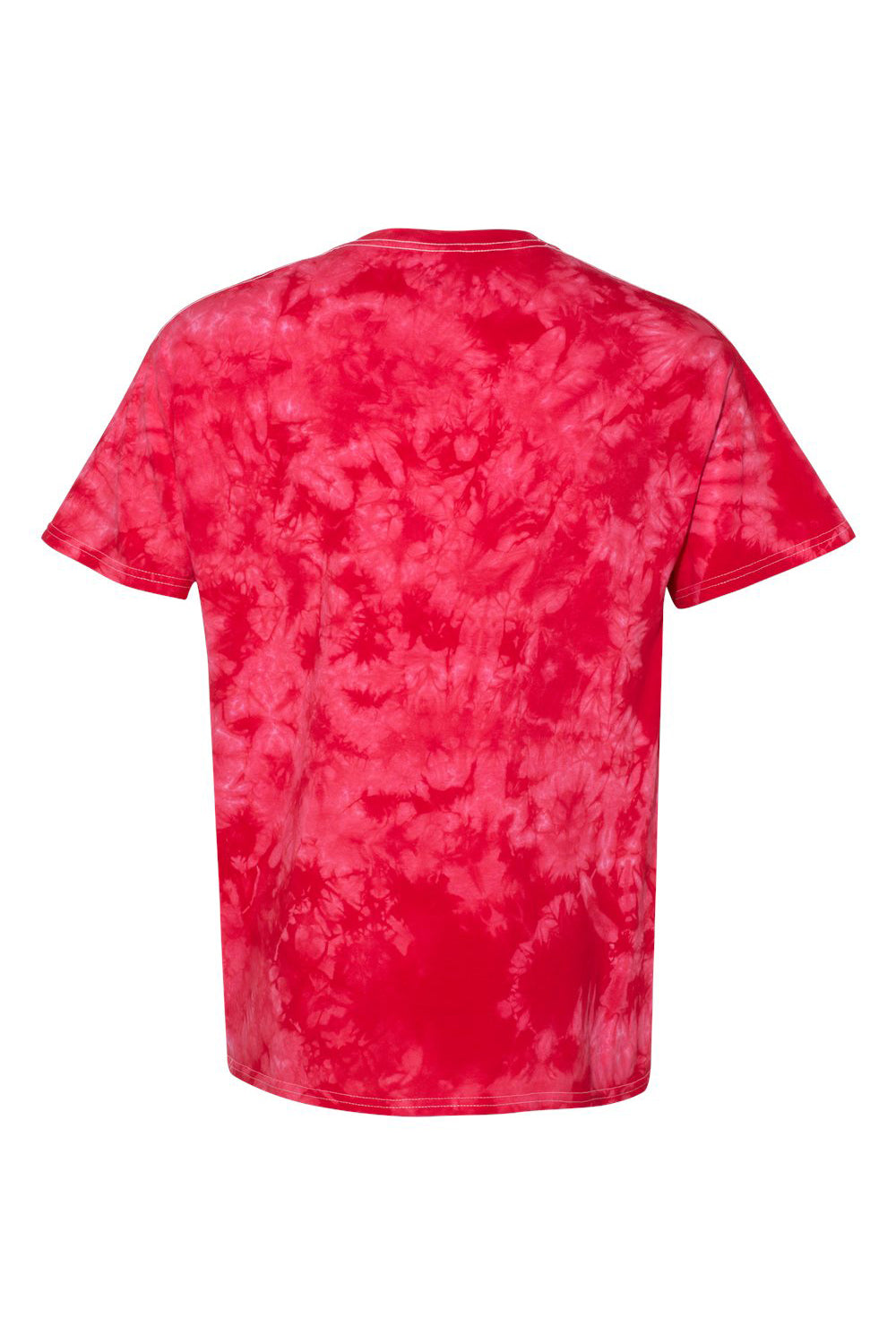 Dyenomite 200CR Mens Crystal Tie Dyed Short Sleeve Crewneck T-Shirt Red Flat Back