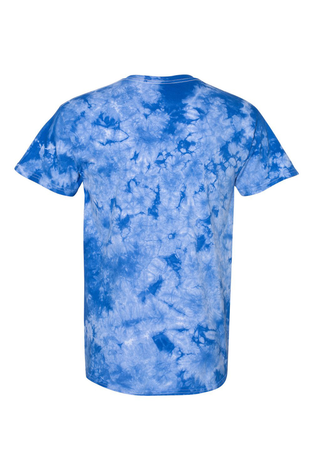 Dyenomite 200CR Mens Crystal Tie Dyed Short Sleeve Crewneck T-Shirt Royal Blue Flat Back