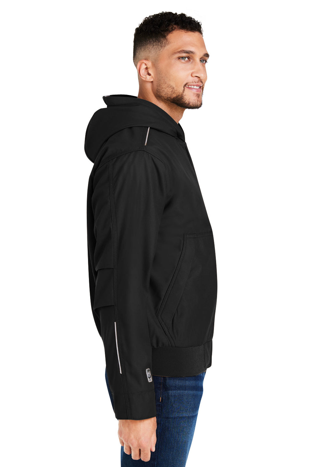 Dri Duck 5328 Mens Rubicon Full Zip Hooded Jacket Black Model Side