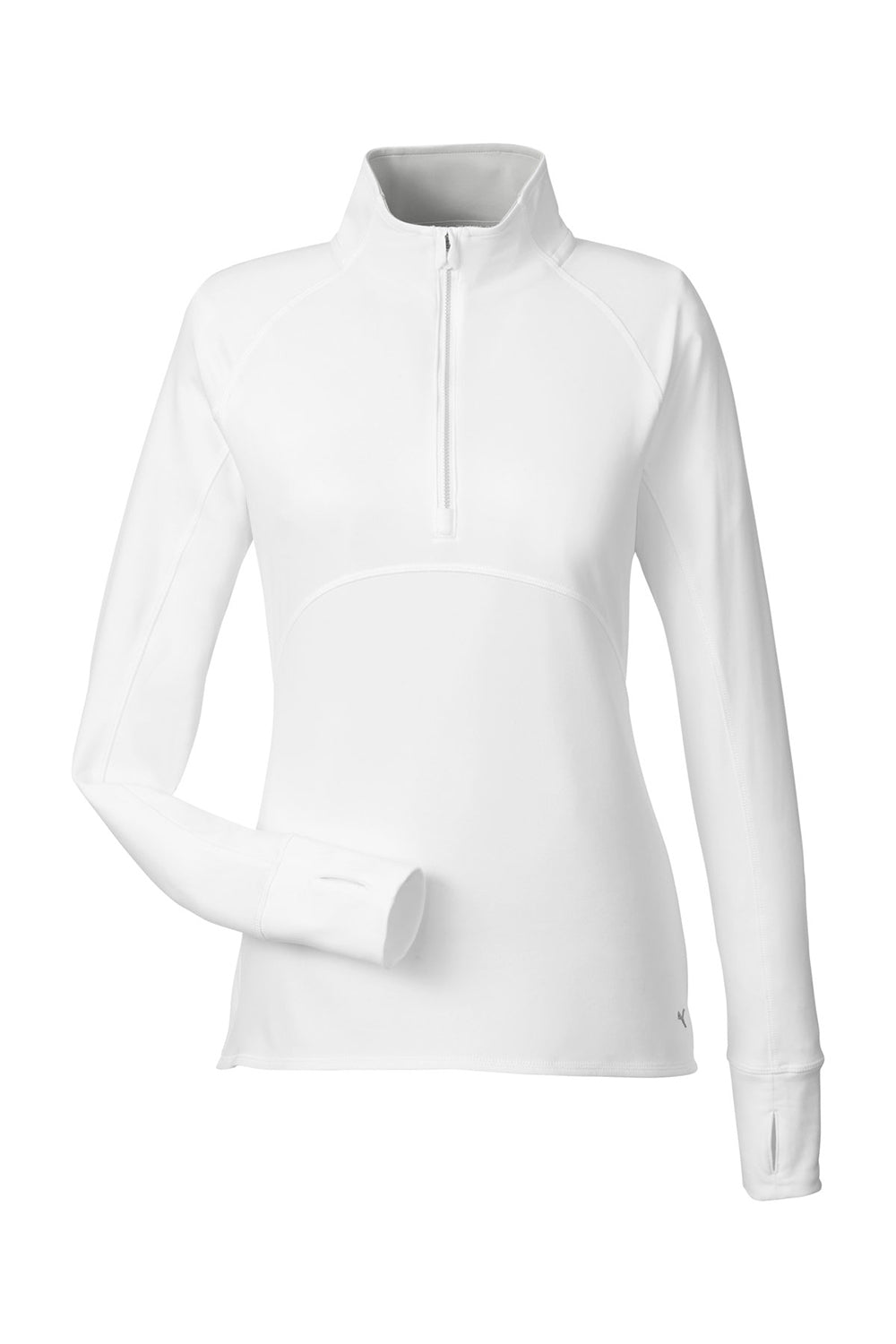 Puma 533007 Womens Gamer Moisture Wicking 1/4 Zip Sweatshirt w/ Pockets Bright White Flat Front