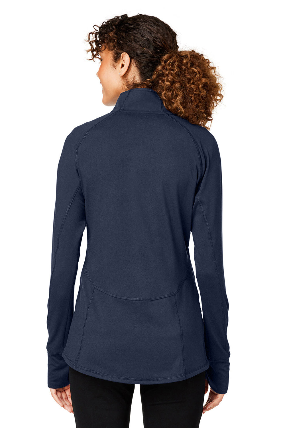 Puma 533007 Womens Gamer Moisture Wicking 1/4 Zip Sweatshirt w/ Pockets Navy Blue Model Back