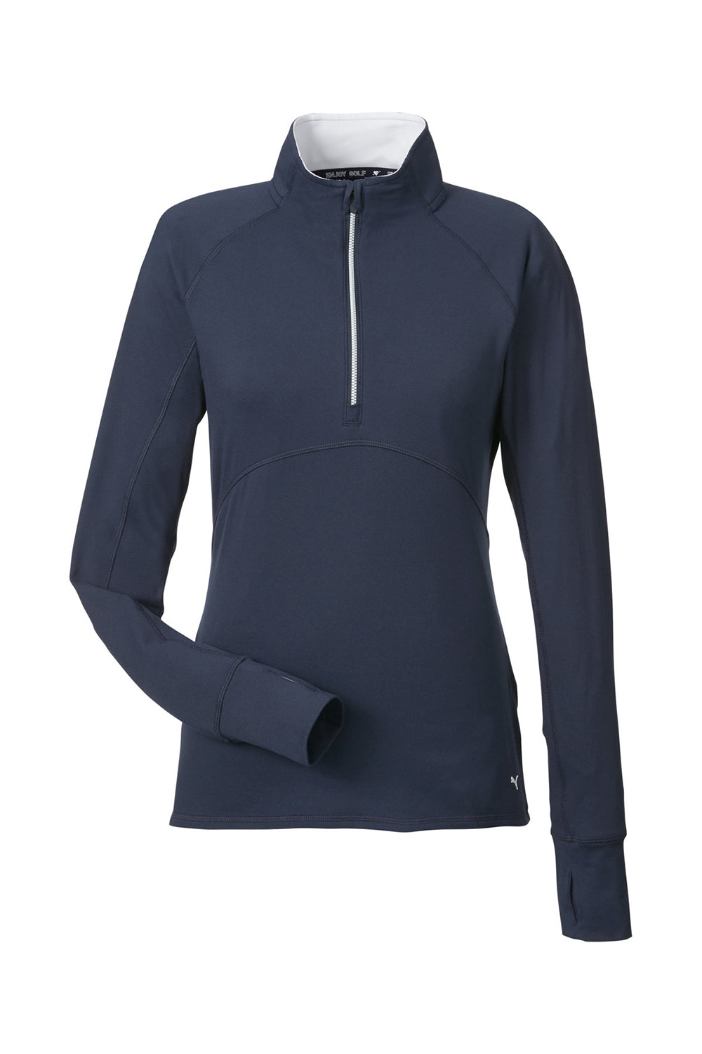 Puma 533007 Womens Gamer Moisture Wicking 1/4 Zip Sweatshirt w/ Pockets Navy Blue Flat Front