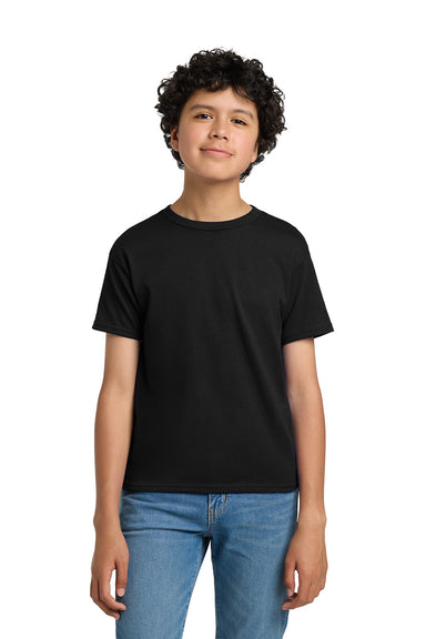 Hanes 5370 Youth EcoSmart Short Sleeve Crewneck T-Shirt Black Model Front