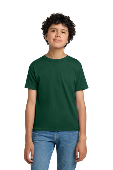 Hanes 5370 Youth EcoSmart Short Sleeve Crewneck T-Shirt Deep Forest Green Model Front