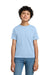 Hanes 5370 Youth EcoSmart Short Sleeve Crewneck T-Shirt Light Blue Model Front