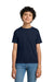 Hanes 5370 Youth EcoSmart Short Sleeve Crewneck T-Shirt Navy Blue Model Front